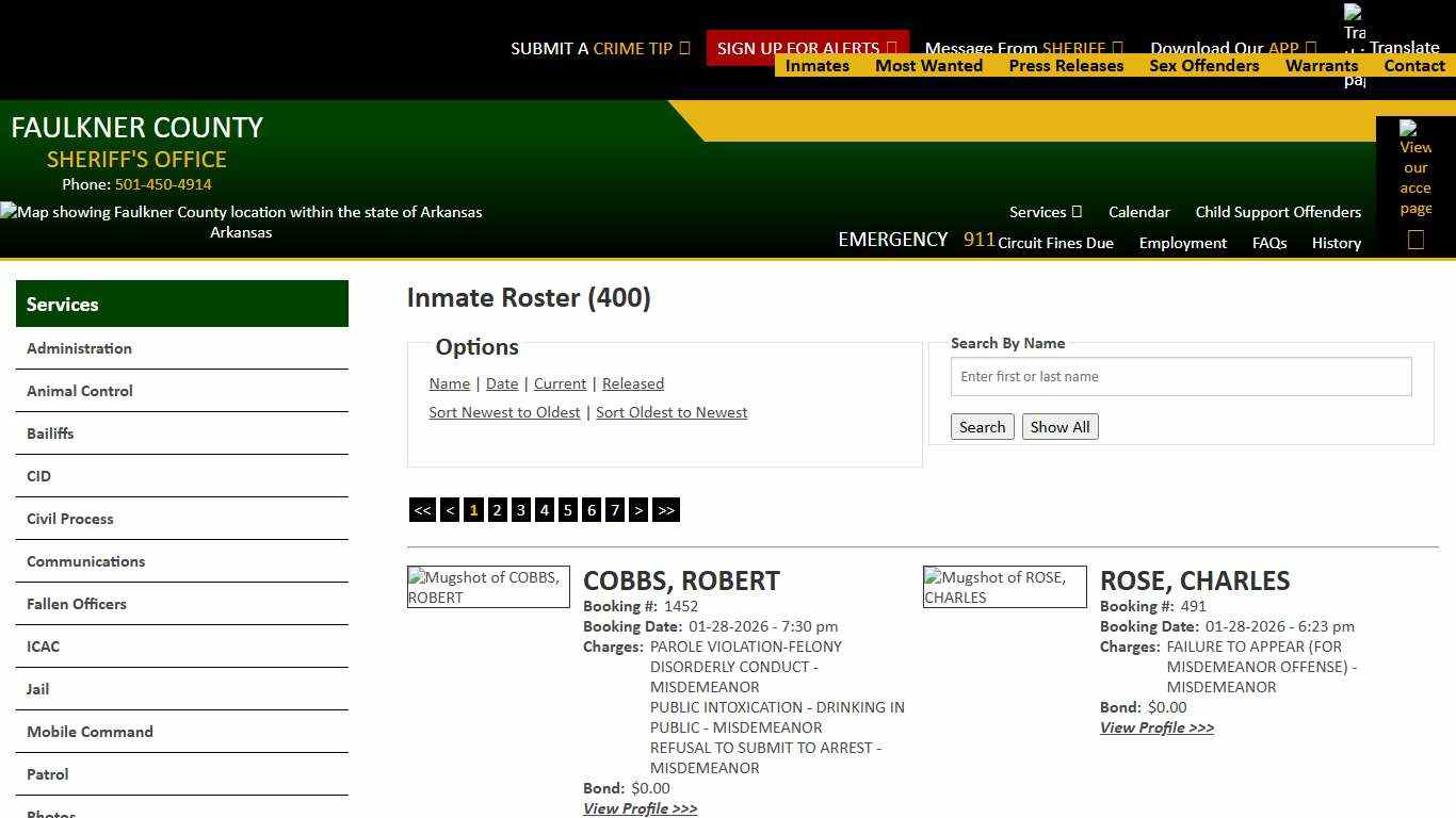 Inmate Roster - Current Inmates Booking Date Descending - Faulkner County Sheriff's Office